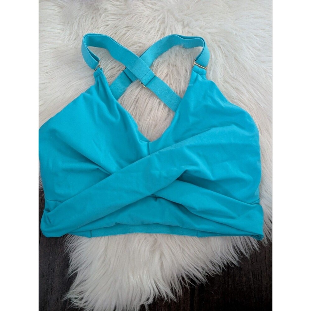 Buffbunny Candy Wrap Sports Bra Teal Blue Crisscross Sports Bra L Large